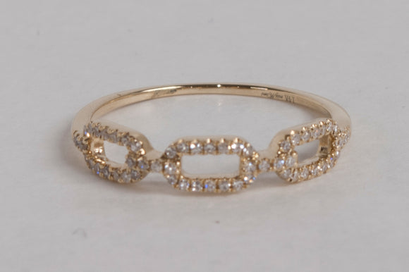 14K Yellow Gold Diamond Link Ring by Miss Mimi