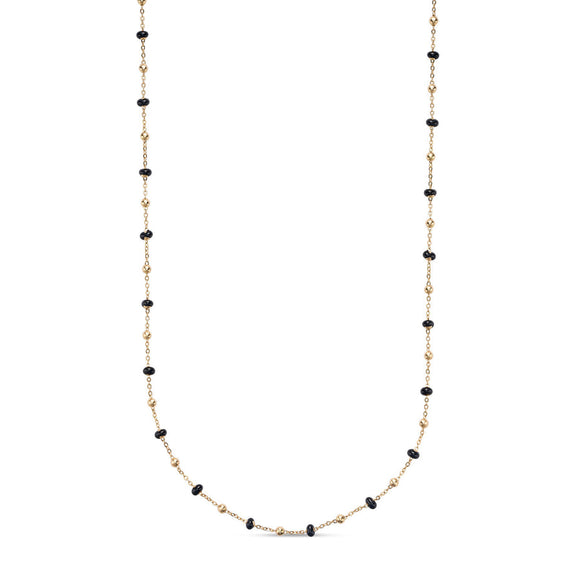 14K Gold and Black Enamel Bead Necklace by Miss Mimi