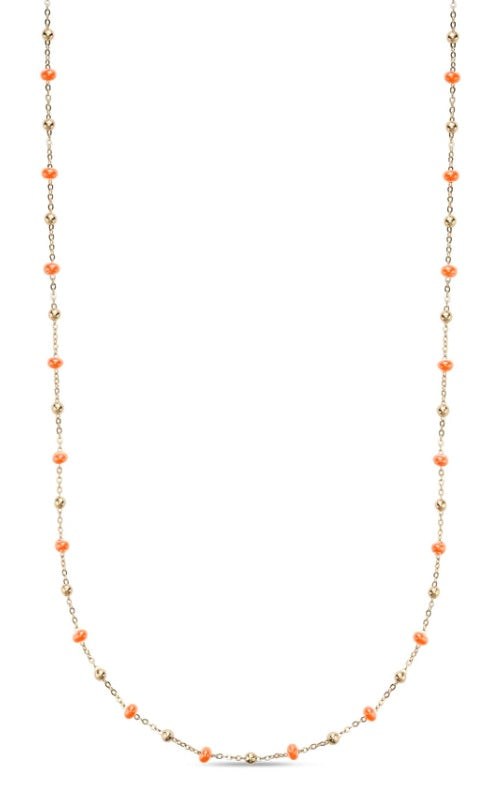 14K Gold and Orange Enamel Bead Necklace by Miss Mimi