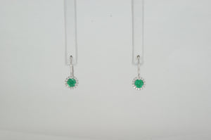 18k White Gold Emerald Diamond Earrings Availabel at The Vault Fine Jewellery 