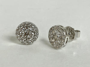 1.14ctw Diamond Cluster Stud Earrings