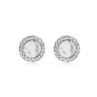 "Nautical" Collection Genuine Howlite Stud Earrings by ELLE