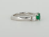 14K White Gold Emerald & Moissanite Trinity Ring