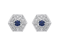 10K Blue Sapphire and Diamond Earrings