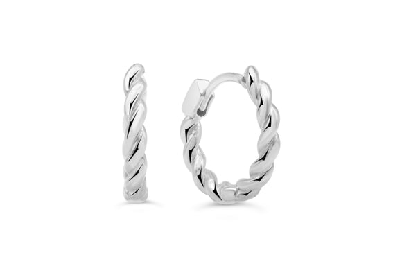 10K White Gold New Huggie Earrings