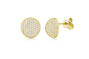 14K Yellow Gold Concave Diamond Stud Earrings