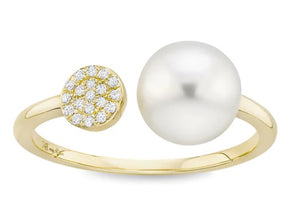 14K Freshwater Pearl and Diamond Ring by Miss Mimi
