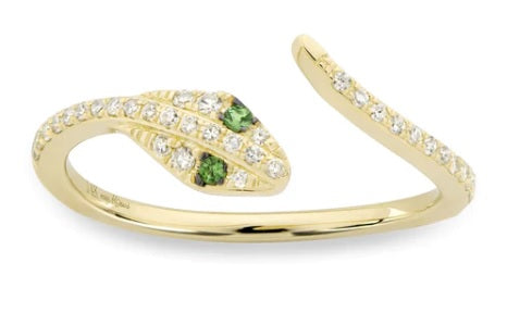 14K Green Garnet & Diamond Snake Ring by Miss Mimi