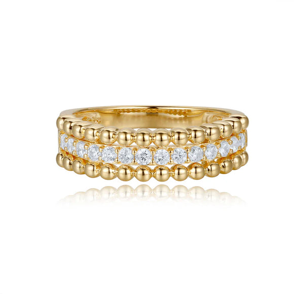 14K Yellow Gold Bead Diamond Ring by Miss Mimi | 0.35ctw
