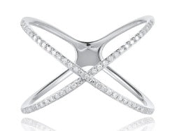 14K White Gold Diamond X Ring by Miss Mimi | 0.18ctw