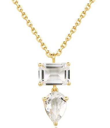 14K Yellow Gold White Topaz Necklace by Miss Mimi