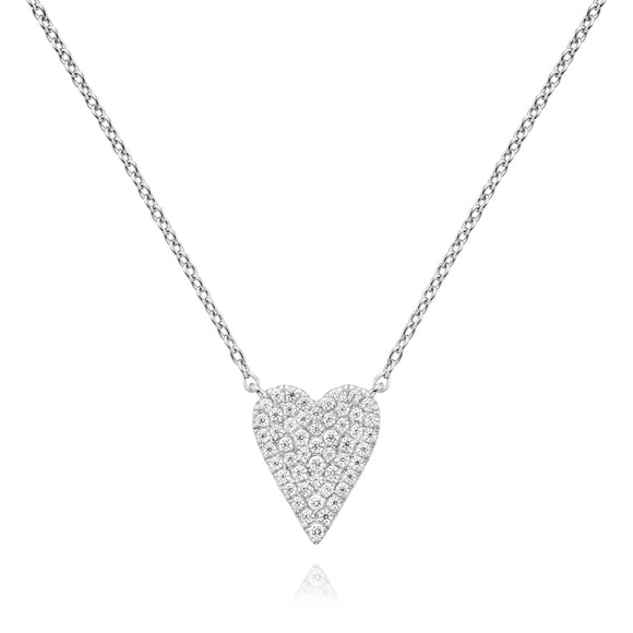 Sharp Heart Pave Necklace in White