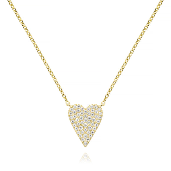 Sharp Heart Pave Necklace in Yellow by Miss Mimi