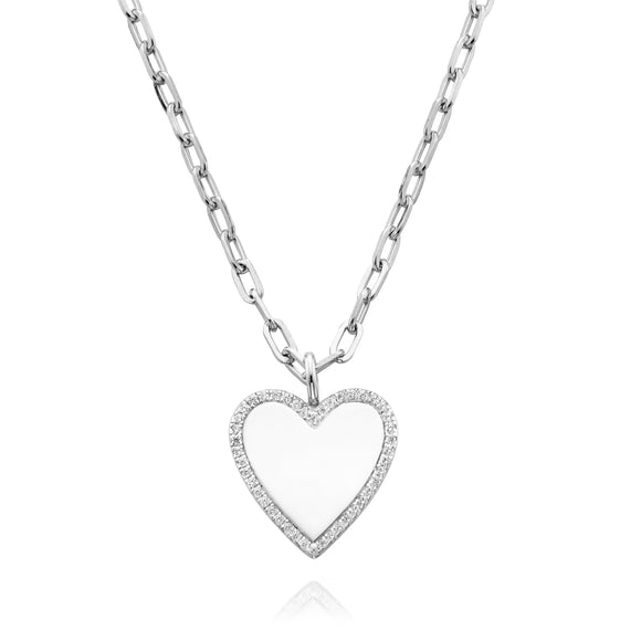 Large Heart Contour Pendant in White by Miss Mimi