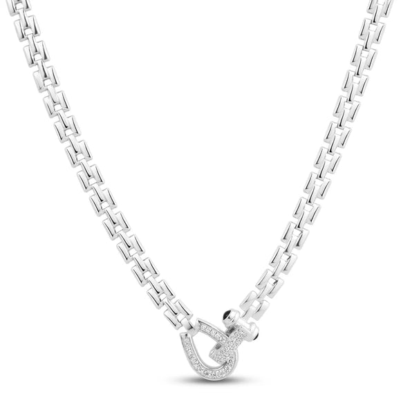Sterling Silver Equestrian Square Link Necklace by Miss Mimi