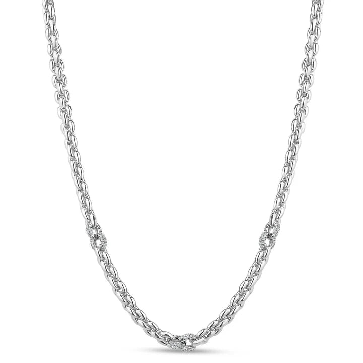 Fancy Round Link Necklace in White by Miss Mimi