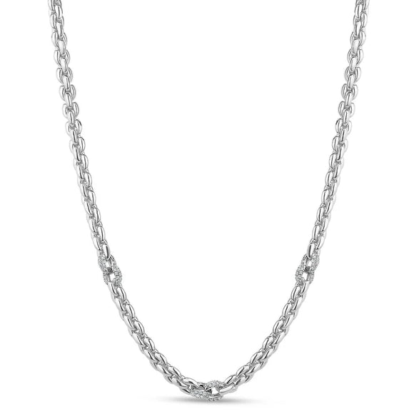 Fancy Round Link Necklace in White by Miss Mimi