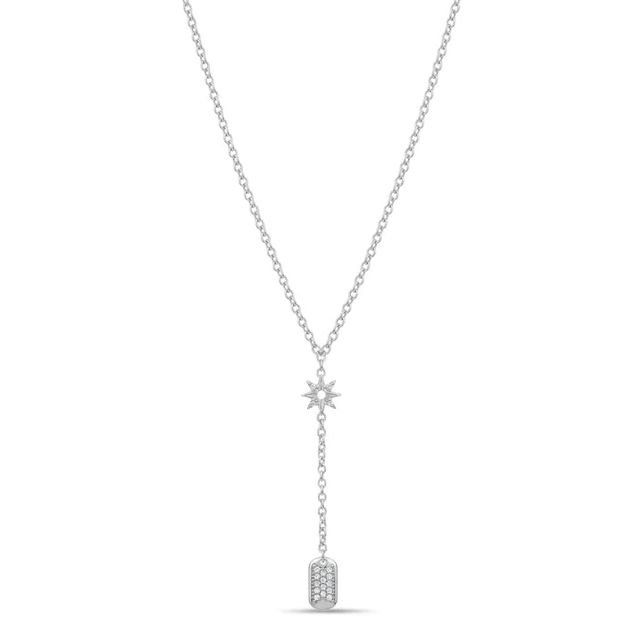 Star and Tag Lariat Necklace in White by Miss Mimi