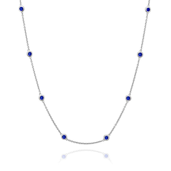 Diamond by the Yard Necklace in White, Blue Stones by Miss Mimi