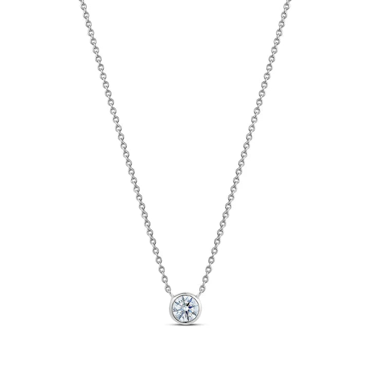 5mm Bezel Drop  Necklace in White by Miss Mimi