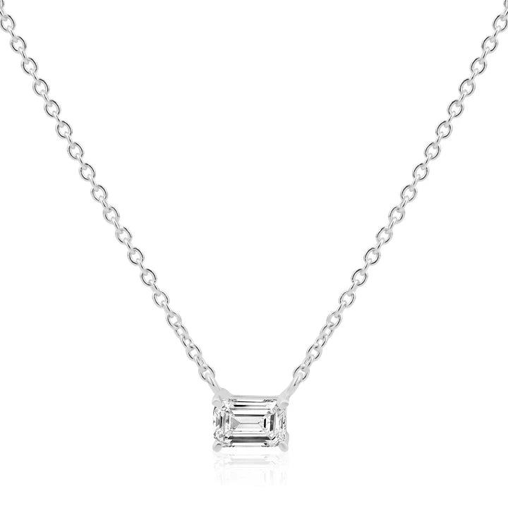 4mm Emerald Cut Necklace in White by Miss Mimi