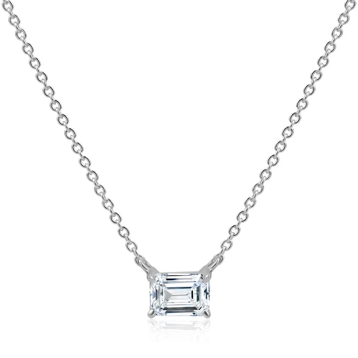 5mm Emerald Cut Necklace in White by Miss Mimi