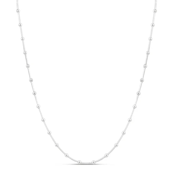 Sterling Silver Bead Necklace in White by Miss Mimi