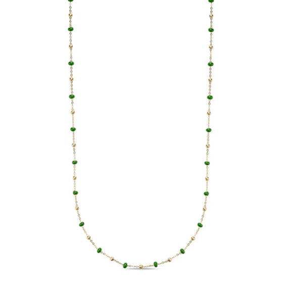14K Gold and Green Enamel Bead Necklace by Miss Mimi