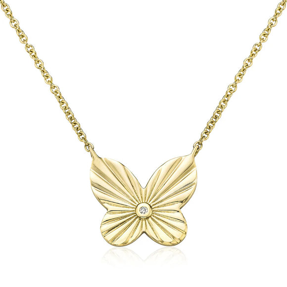 Diamond Butterfly Necklace in Yellow