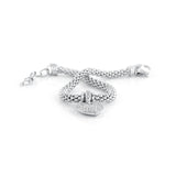 Mesh Bracelet With Puffed Pave Heart in White