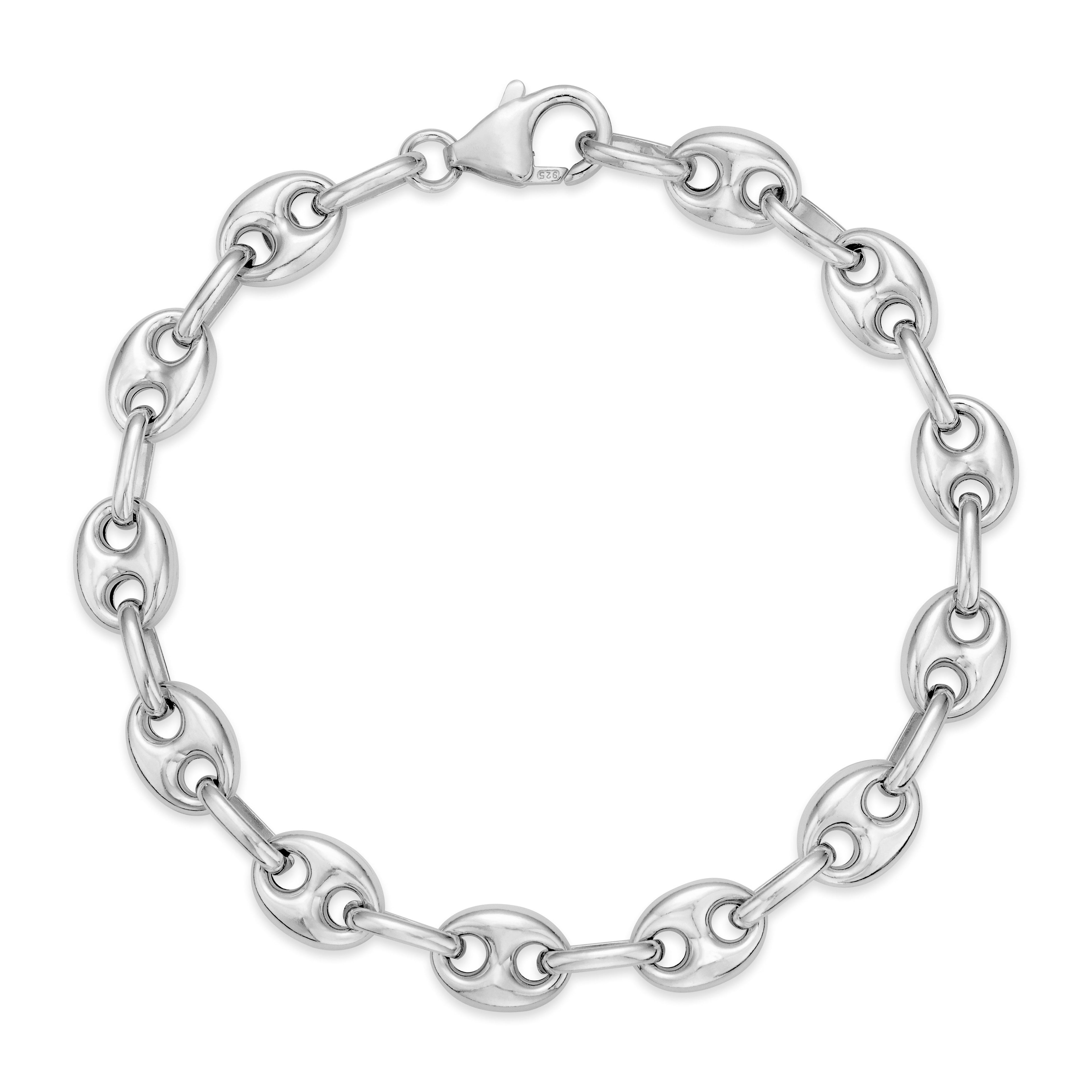 Sterling Silver Flat Coffee Bean Bracelet by Miss Mimi-