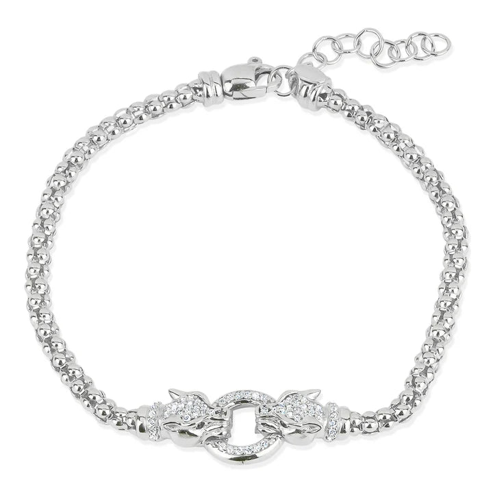 Mesh Double Lionesse Bracelet in White with Red Eyes by Miss Mimi