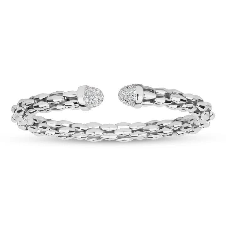 Open Flex Round Bangle in White by Miss Mimi