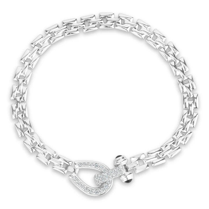Equestrian Square Link Bracelet in White by Miss Mimi