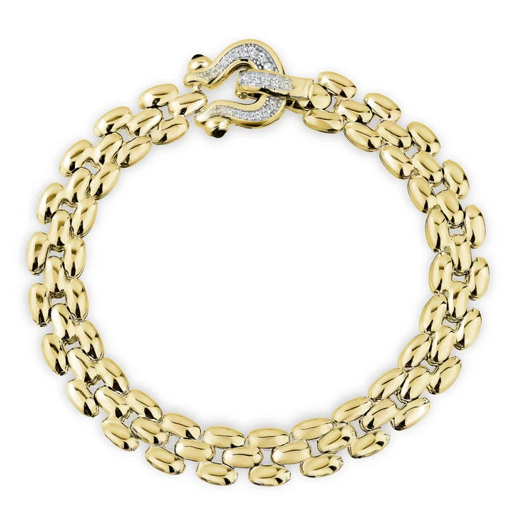 Rounded Fancy Equestrian Square Link Bracelet in Yellow by Miss Mimi