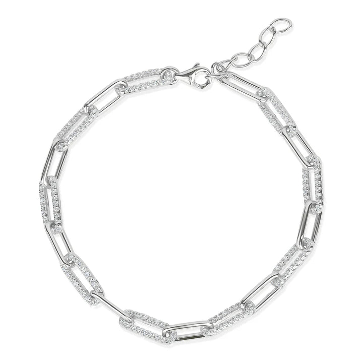 Fancy Paperclip Bracelet in White by Miss Mimi