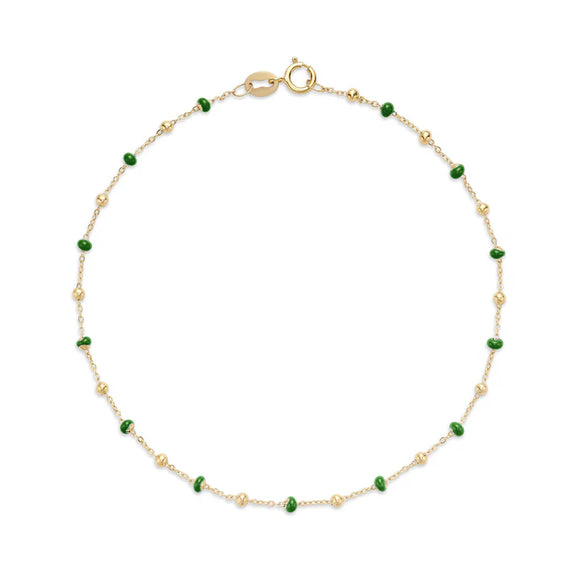 14K Green Enamel Bead Bracelet by Miss Mimi