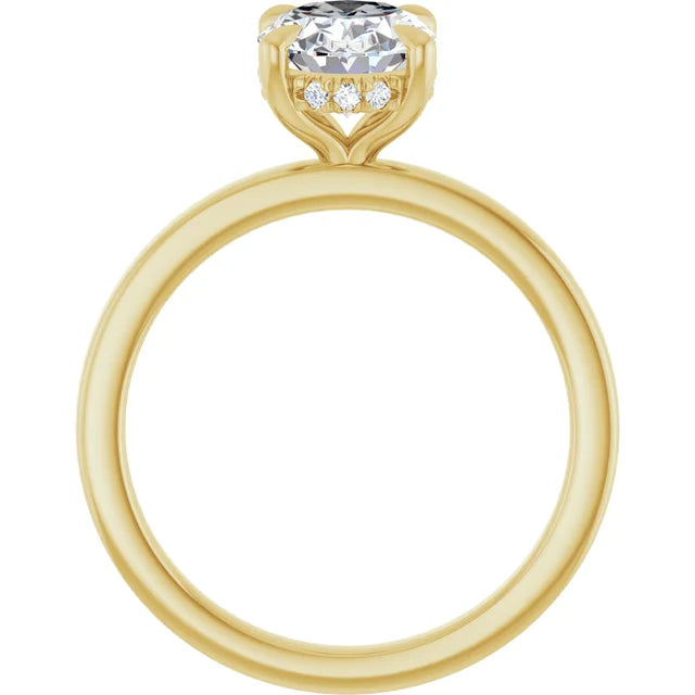 14K Yellow Gold Oval Brilliant Lab Diamond Engagement Ring with Halo | 1.54ctw