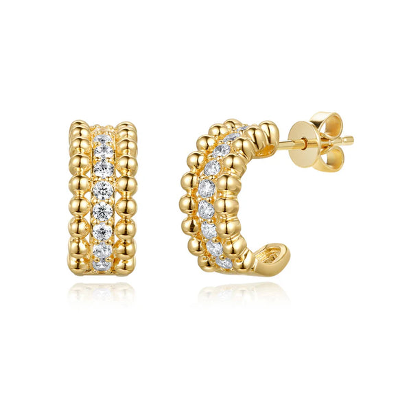 14K Yellow Gold Bead Diamond Earrings  | 0.35ctw