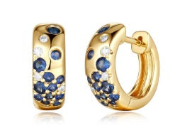 14K Yellow Gold Blue Sapphire and Diamond Celestial Earrings by Miss Mimi