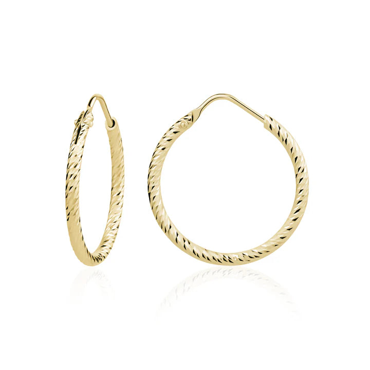 Small Diamond Cut Hoops In Yellow by Miss Mimi