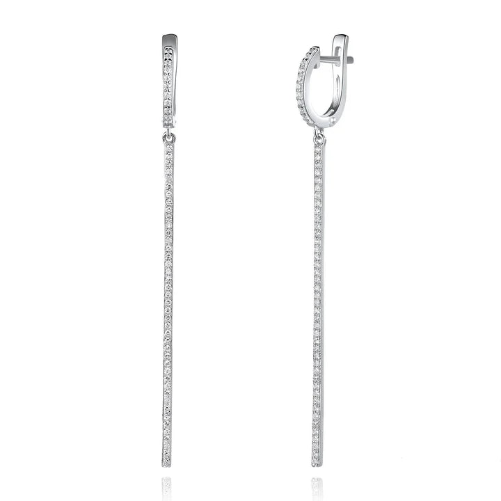 Bar Drop Earrings in White by Miss Mimi