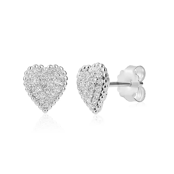 Heart Dew Drop Earrings in White by Miss Mimi