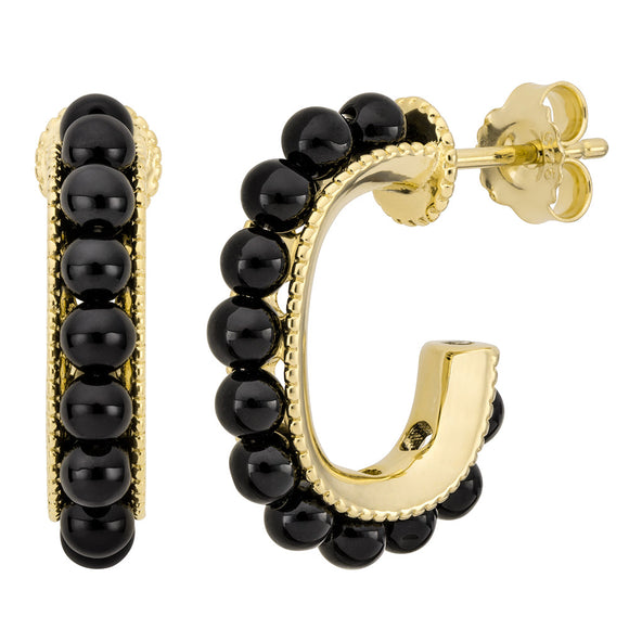 Black Agate Couture Huggies in Yellow by Miss Mimi