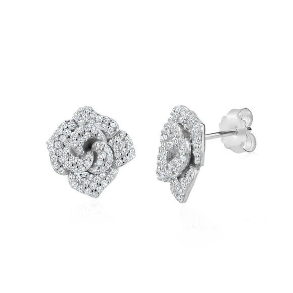 Pave Flower Power Studs in White by Miss Mimi