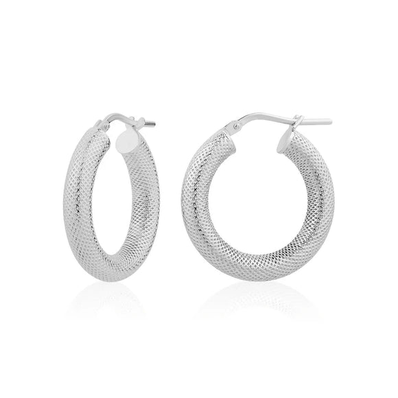 Textured Hoops 15mm in White by Miss Mimi