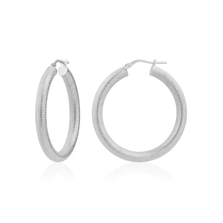 Textured Hoops 30mm in White by Miss Mimi