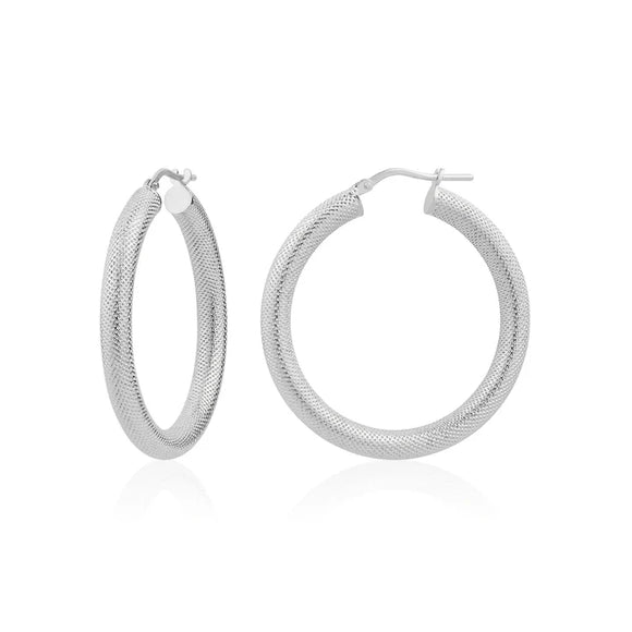 Textured Hoops 30mm in White by Miss Mimi