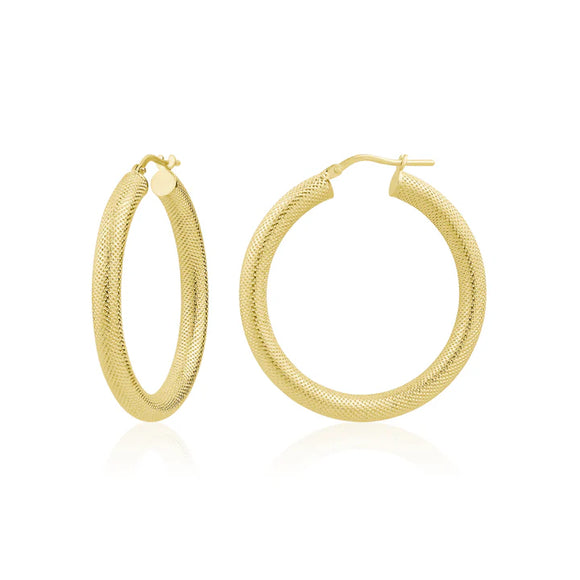 Textured Hoops 30mm in Yellow by Miss Mimi