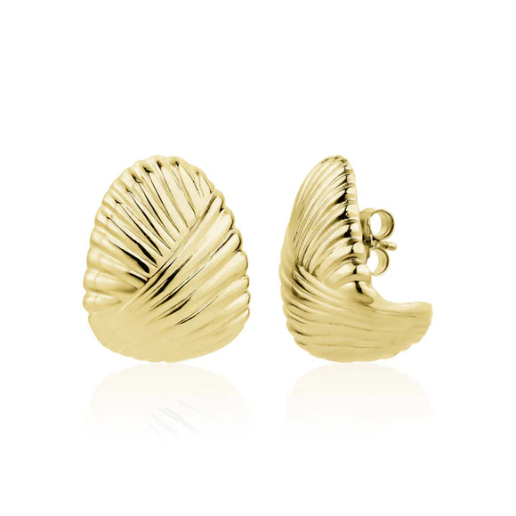 Grooved Shell Studs in Yellow by Miss Mimi